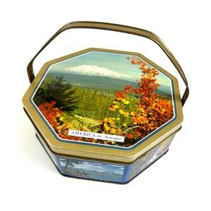 Vintage Sunshine Biscuits America The Beautiful Tin Fancy Assortment Photo Tin